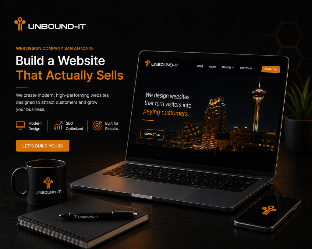 Unbound-IT web design company San Antonio website design laptop business growth modern responsive website