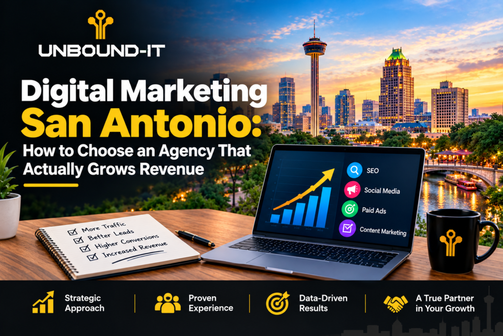 Digital marketing agency in San Antonio helping businesses grow revenue through SEO, social media, paid ads, and content marketing.